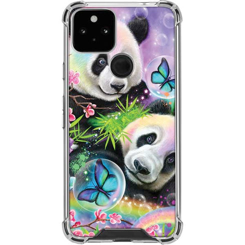 Rainbow Pandas with Butterflies by Sheena Pike Google Pixel 5 Clear Case